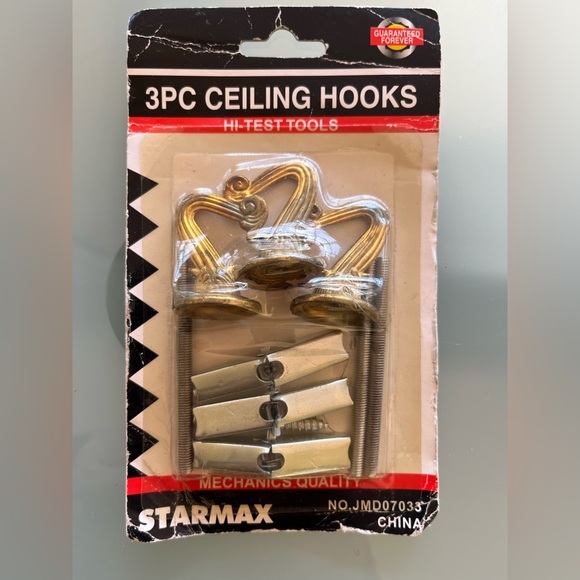 Set of 3 brass color Ceiling Hooks for Hanging Plant Heavy Duty Swag Toggle Hook - Picture 1 of 3